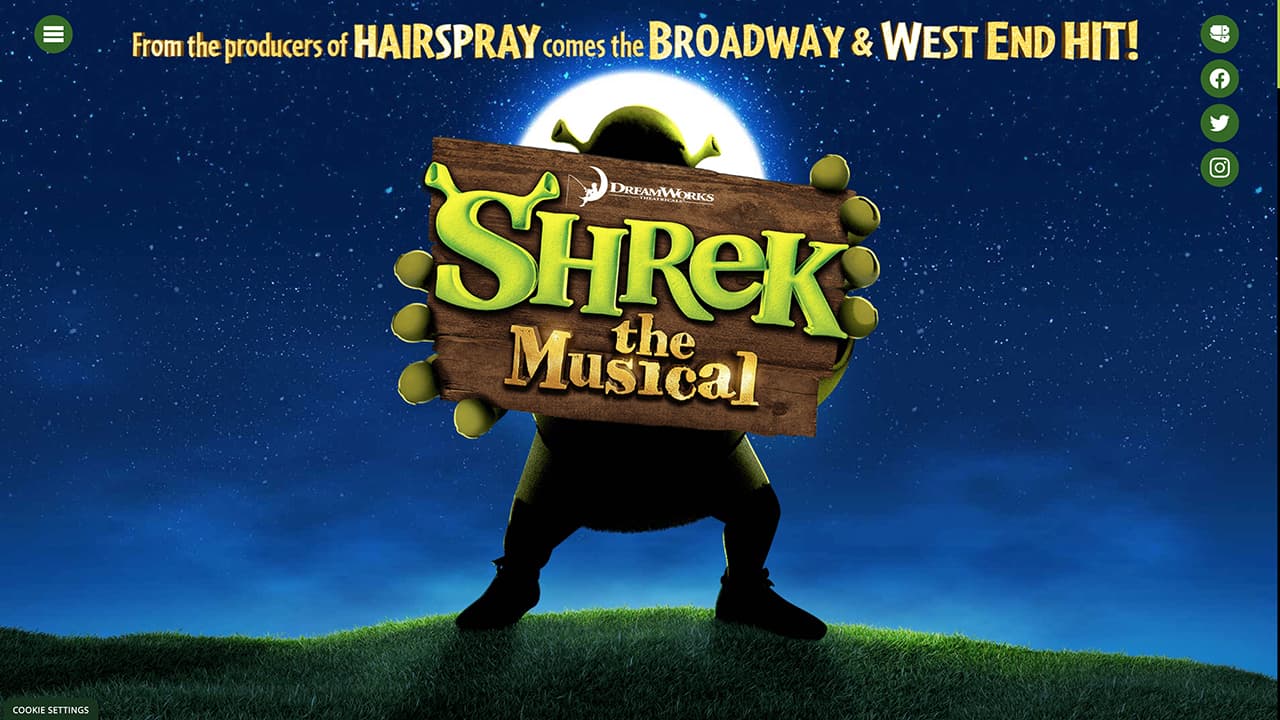 Shrek The Musical UK Tour Website