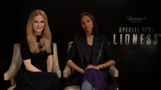Nicole Kidman and Zoe Saldaña at press event for Special Ops: Lioness